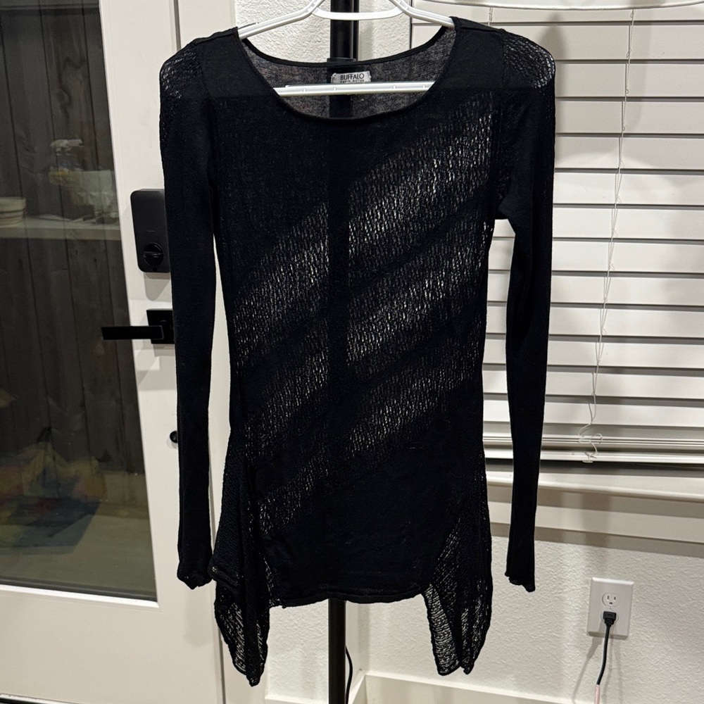 Black Sheer Long Sleeve Top